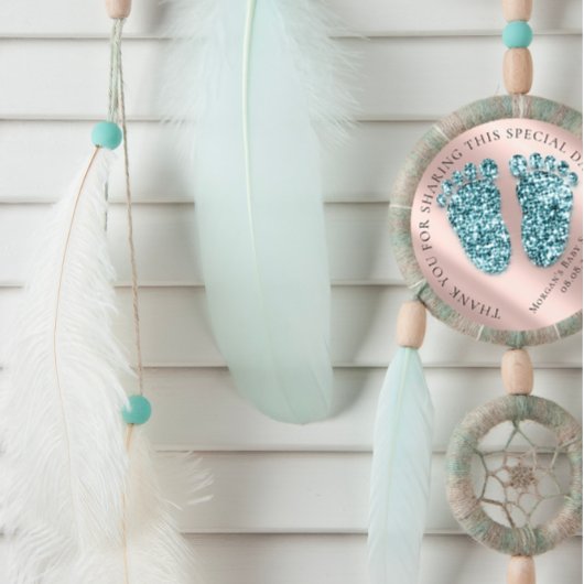 ベビーシャワ感謝していーグリッターバラグリッター足 ラウンドシール