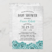 ベビーシャワ素朴ーサキュラントフローラバーンドウッド 招待状 (正面/裏面)
