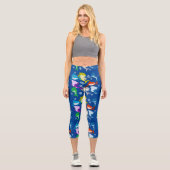 ベビーシャークおもしろいキッズパターン カプリレギンス (正面)