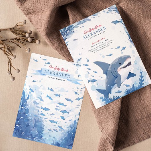 ベビーシャークアンダーザシー誕生日招待状 招待状