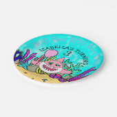 ベビーシャークティール(緑がかった色)コーラルバースデーパーティー ペーパープレート (アングル)