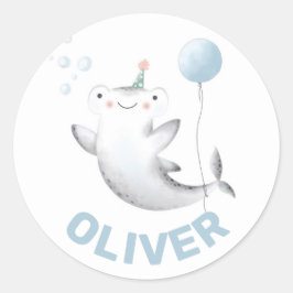 ベビーシャークバルーンキッドの誕生日サイティッカークラシック ラウンドシール