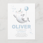 ベビーシャークバルーンキッドの誕生日招待状はがき ポストカード (正面)