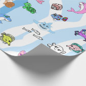 ベビーシャークファミリーアンドシークリーチャー誕生日 ラッピングペーパー (角)