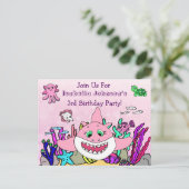 ベビーシャークファミリーカスタム誕生日招待状 ポストカード (スタンド正面)