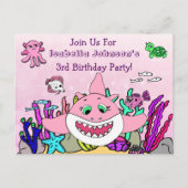 ベビーシャークファミリーカスタム誕生日招待状 ポストカード (正面)