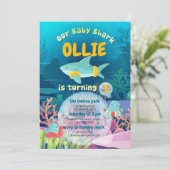 ベビーシャークファースト誕生日招待状 招待状 (スタンド正面)