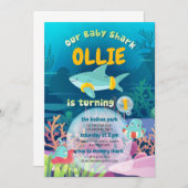 ベビーシャークファースト誕生日招待状 招待状 (正面/裏面)