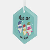 ベビーシャークフェスティバルクリスマス素晴らし ガラスオーナメント (正面左)