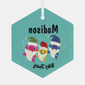 ベビーシャークフェスティバルクリスマス素晴らし ガラスオーナメント (裏面)