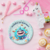 ベビーシャークボーイファースト誕生日パーティー ペーパープレート (パーティー)