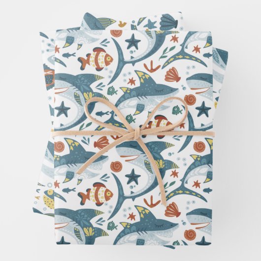 ベビーシャーク子供の誕生日パーティーギフト ラッピングペーパーシート (インサイチュ)