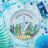 ベビーシャーク少年の誕生日パーティー ペーパープレート (パーティー)