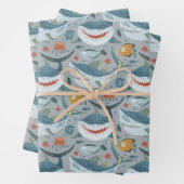 ベビーシャーク第1回2回3子供の誕生日ギフトお願い ラッピングペーパーシート (インサイチュ)