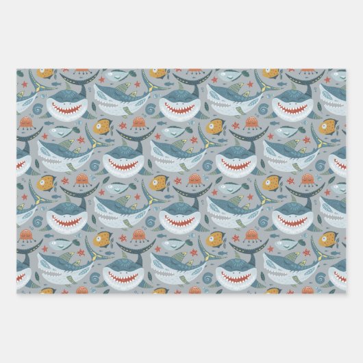 ベビーシャーク第1回2回3子供の誕生日ギフトお願い ラッピングペーパーシート (正面)