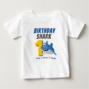 ベビーシャーク誕生日シャツ(年齢をカスタマイズ可能) ベビーTシャツ