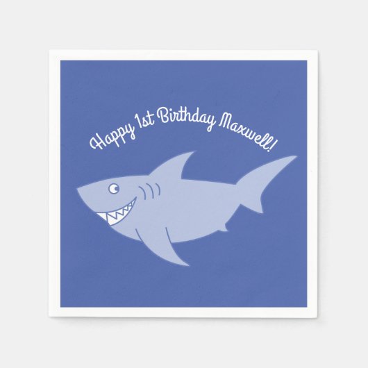 ベビーシャーク1st誕生日パーティーナプキンス スタンダードカクテルナプキン (正面)