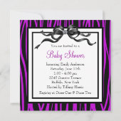 ベビーシューズパープルゼブラベビーガールシャワー 招待状 (裏面)
