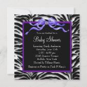 ベビーシューズパープルゼブラベビーガールシャワー 招待状 (裏面)