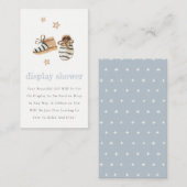 ベビーシューズブルーエッセンシャルディスプレイベビーシャワー エンクロージャーカード (正面/裏面)