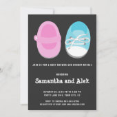 ベビーシューズ性別リビールと赤ちゃんシャワー 招待状 (正面)