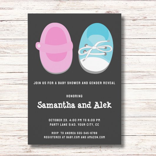 ベビーシューズ性別リビールと赤ちゃんシャワー 招待状