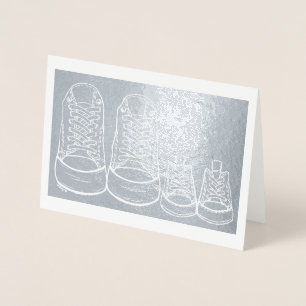 ベビーシューズ新着祝い新生児 箔カード