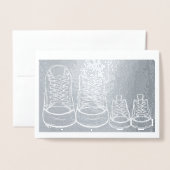 ベビーシューズ新着祝い新生児 箔カード (封筒付き正面)