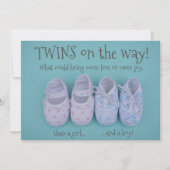 ベビーシューズ男の子と女の子の双子ベビーシャワー招待状 招待状 (正面)