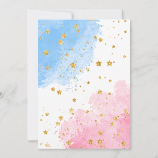 ベビーシューズ男の子または女の子ピンクの青のジェンダーのリビール 招待状 (裏面)