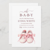 ベビーシューズ ベビーシャワー招待状, 女の子 招待状 (正面/裏面)