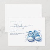 ベビーシューズ ベビーシャワー招待状 男の子 サンキューカード (正面/裏面)