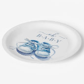 ベビーシューズ ベビーシャワー招待状 男の子 ペーパープレート (アングル)