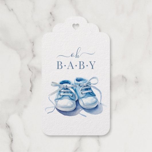 ベビーシューズ ベビーシャワー招待状, 赤ちゃん男の子 ギフトタグ (裏面)