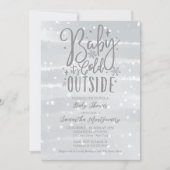 ベビーシルバーグレーの赤ちゃんシャワー外は寒い 招待状 (正面)