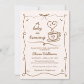 ベビーシンプルがコーヒーの赤ちゃんシャワーを醸造している 招待状 (正面)