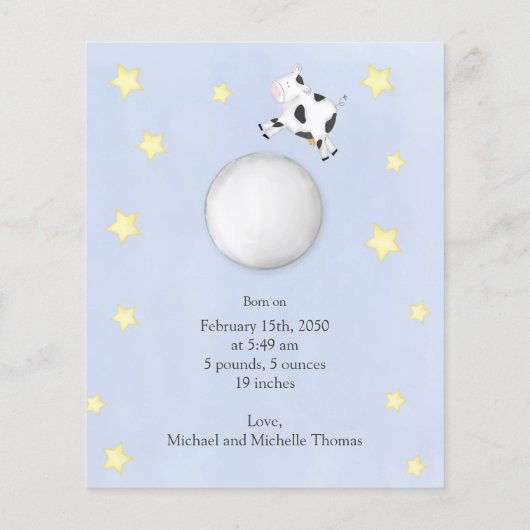 ベビーシンプルの水色の牛が月を飛び越えた (裏面)