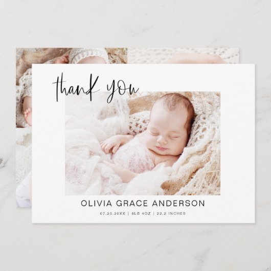 ベビーシンプルサンキューフォトコラージュ サンキューカード (正面/裏面)