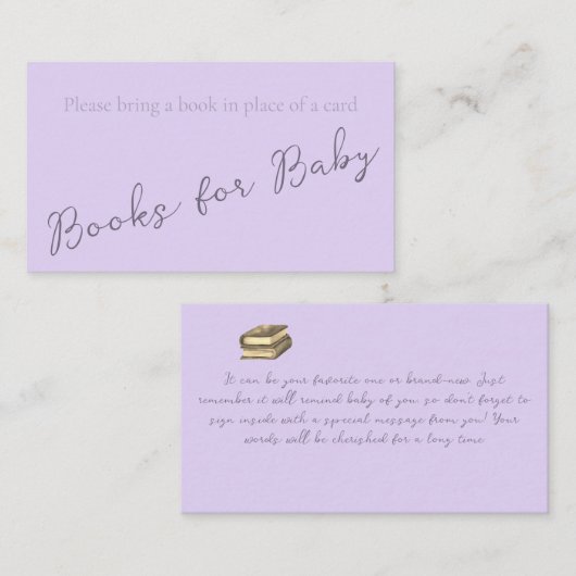 ベビーシンプルシャワー用淡い色のモノグラムラベンダー本 名刺 (正面/裏面)