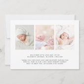 ベビーシンプルフォトウェルカム誕生 案内状 (裏面)