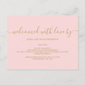 ベビーシンプルフォトスクリプトピンクガール誕生 案内ポストカード (裏面)