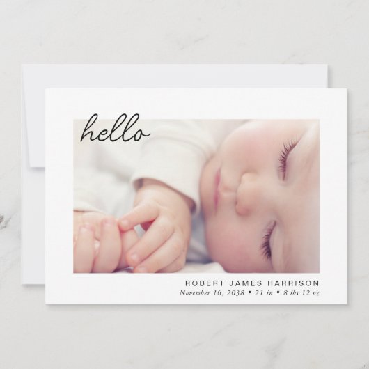 ベビーシンプルフォトハロー誕生 案内状 (正面)