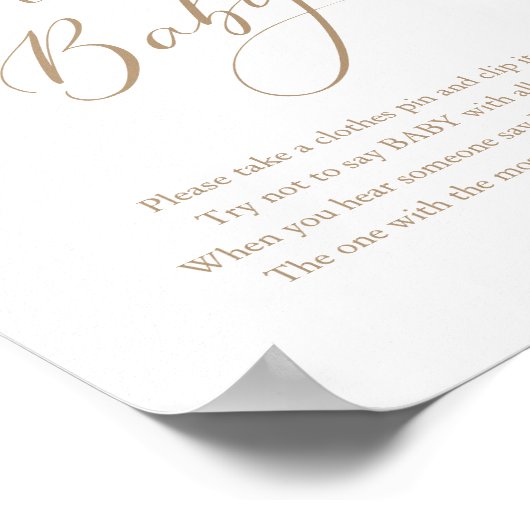 ベビーシンプルポストと言わない書道赤ちゃんシャワー ポスター (角)