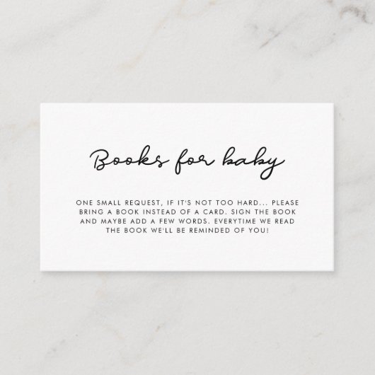 ベビーシンプルリクエストカード用のベビースワーナーブック エンクロージャーカード (正面)