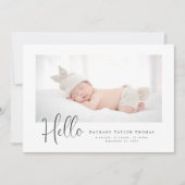 ベビーシンプル写真ありがとうスクリプトハート 案内状 (正面)