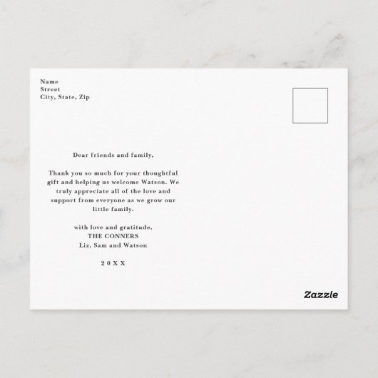 ベビーシンプル写真ありがとう ポストカード (裏面)