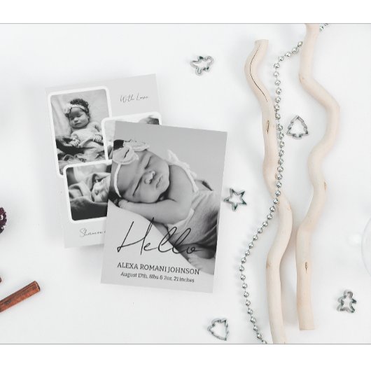 ベビーシンプル写真の生誕通知カード 案内状