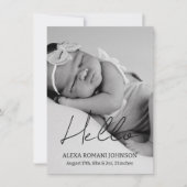 ベビーシンプル写真の生誕通知カード 案内状 (正面)