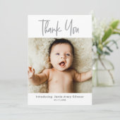 ベビーシンプル写真サンキュースクリプト誕生 サンキューカード (スタンド正面)