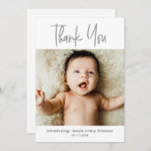 ベビーシンプル写真サンキュースクリプト誕生 サンキューカード (正面/裏面)